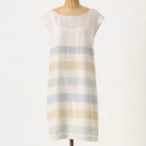 Odille Anthropologie Striped Silk Shift Dress Sleeveless